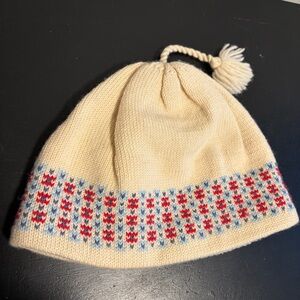 Nordic 100% Wool Beanie with Fair Isle Pattern Scandinavian Design Winter Hat